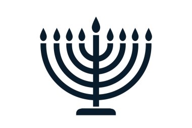 Hanuka menorah ikonu. Hanukkiah. Düz stil minimalist element. Basit vektör illüstrasyonu.
