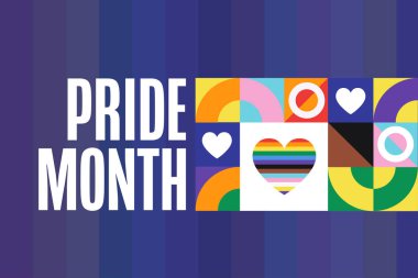 Gurur Ayı. Haziran. Tatil konsepti. Arkaplan şablonu, afiş, kart, yazılı poster. Vektör EPS10 illüstrasyonu