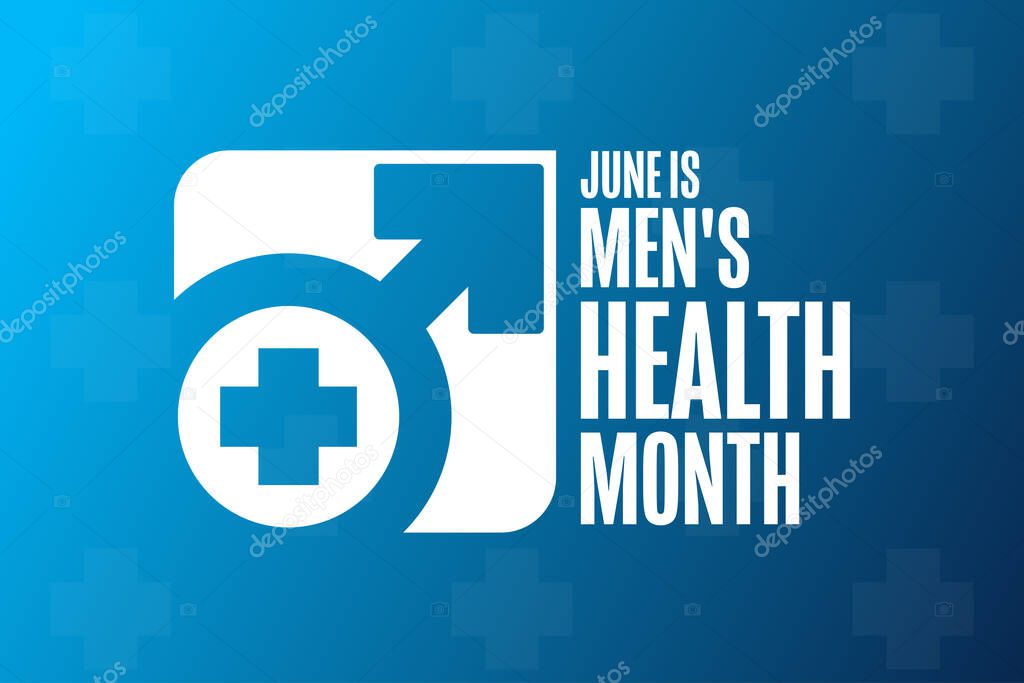 June is Men's Health Month. Holiday concept. Template for background, banner, card, poster with text. Vector EPS10 illustration