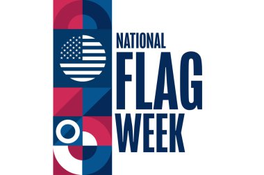 Ulusal Bayrak Haftası. Tatil konsepti. Arkaplan şablonu, afiş, kart, yazılı poster. Vektör EPS10 illüstrasyonu