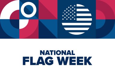 Ulusal Bayrak Haftası. Tatil konsepti. Arkaplan şablonu, afiş, kart, yazılı poster. Vektör EPS10 illüstrasyonu