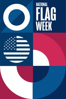 Ulusal Bayrak Haftası. Tatil konsepti. Arkaplan şablonu, afiş, kart, yazılı poster. Vektör EPS10 illüstrasyonu