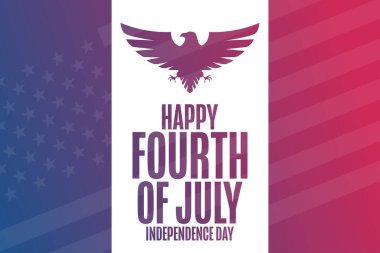 4 Temmuz. Bağımsızlık Gününüz kutlu olsun. ABD. Tatil konsepti. Arkaplan şablonu, afiş, kart, yazılı poster. Vektör EPS10 illüstrasyonu