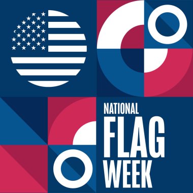 Ulusal Bayrak Haftası. Tatil konsepti. Arkaplan şablonu, afiş, kart, yazılı poster. Vektör EPS10 illüstrasyonu