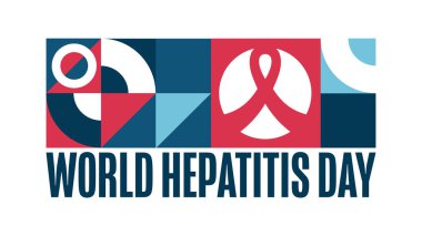 Dünya Hepatit Günü. 28 Temmuz. Tatil konsepti. Arkaplan şablonu, afiş, kart, yazılı poster. Vektör EPS10 illüstrasyonu