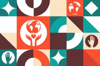 Dünya İnsani Yardım Günü. 19 Ağustos. Kusursuz geometrik desen. Arkaplan, afiş, kart, poster için şablon. Vektör EPS10 illüstrasyonu