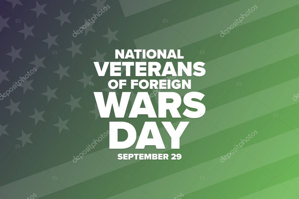 National Veterans Of Foreign Wars Day. VFW. September 29. Holiday concept. Template for background, banner, card, poster with text. Vector EPS10 illustration