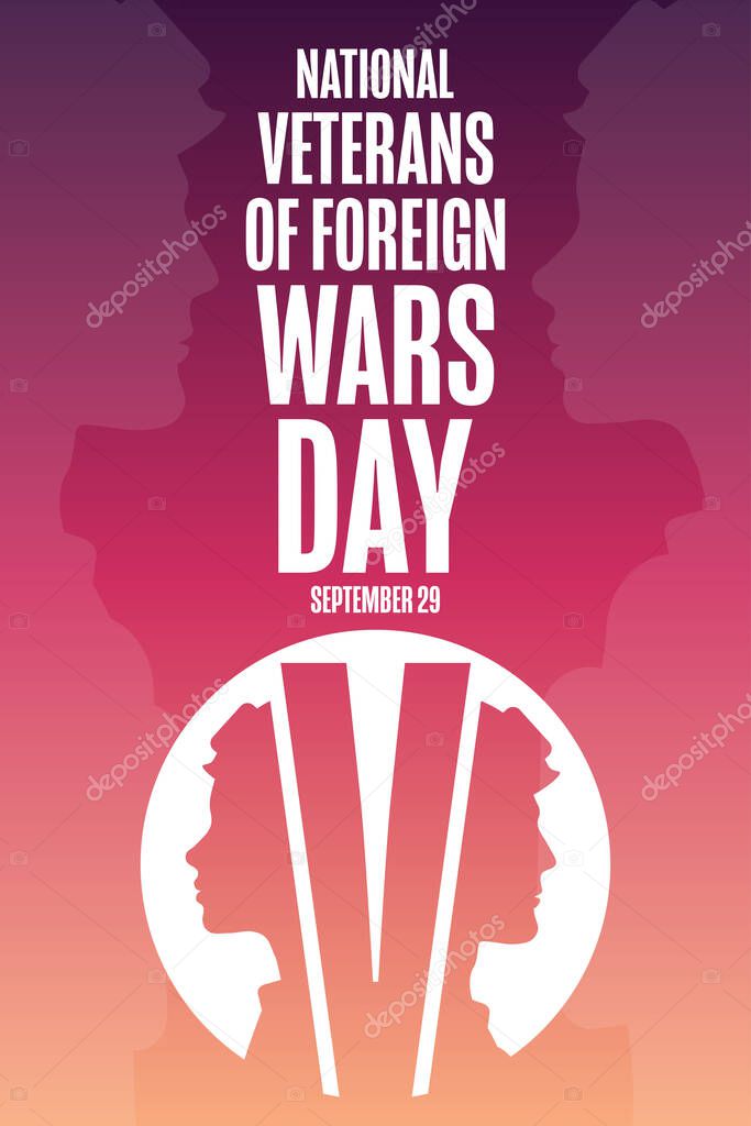 National Veterans Of Foreign Wars Day. VFW. September 29. Holiday concept. Template for background, banner, card, poster with text. Vector EPS10 illustration