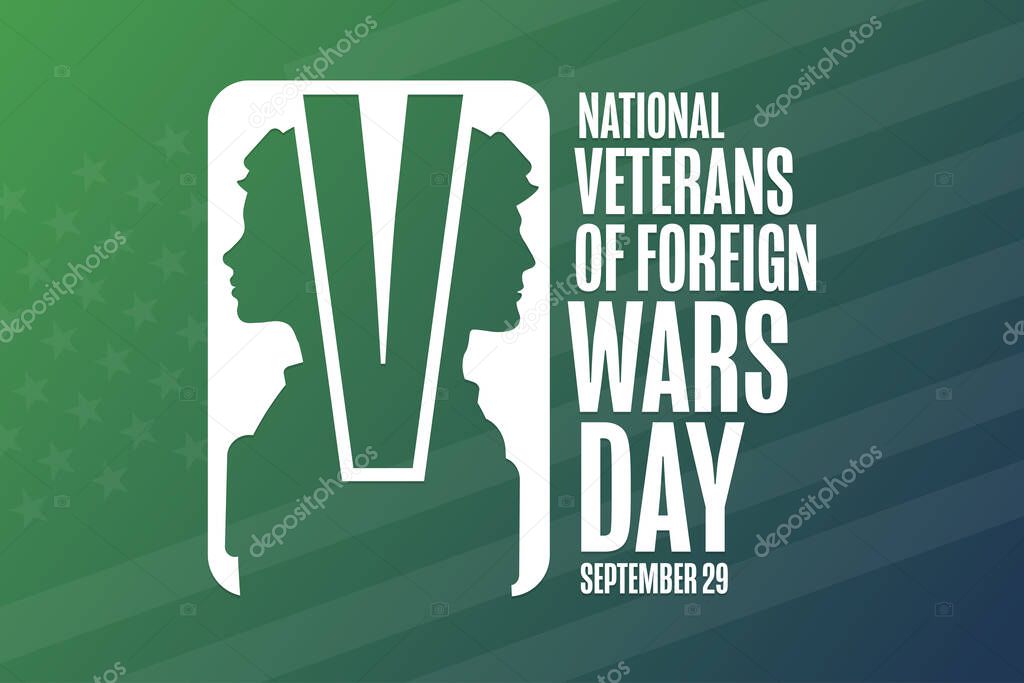 National Veterans Of Foreign Wars Day. VFW. September 29. Holiday concept. Template for background, banner, card, poster with text. Vector EPS10 illustration
