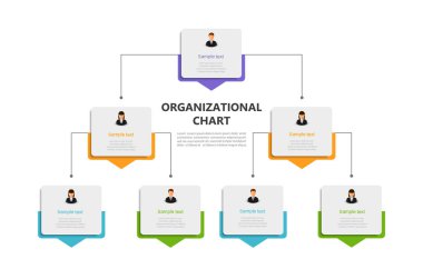 Kurumsal organizasyon şeması. İş hiyerarşisi bilgi elemanları. Vektör illüstrasyonu
