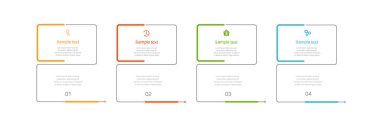 4 seçenek, adım ya da süreç içeren ticari bilgi tasarım şablonu. İş akışı düzeni, diyagram, yıllık rapor, web tasarımı için kullanılabilir