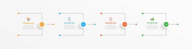 4 seçenek, adım ya da süreç içeren ticari bilgi tasarım şablonu. İş akışı düzeni, diyagram, yıllık rapor, web tasarımı için kullanılabilir