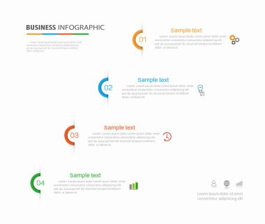 4 seçenek, adım ya da süreç içeren ticari bilgi tasarım şablonu. İş akışı düzeni, diyagram, yıllık rapor, web tasarımı için kullanılabilir