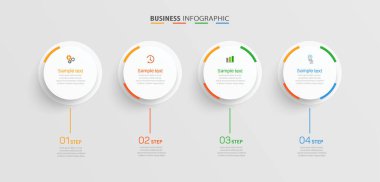 4 seçenek, adım ya da süreç içeren ticari bilgi tasarım şablonu. İş akışı düzeni, diyagram, yıllık rapor, web tasarımı için kullanılabilir