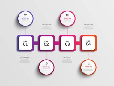 4 seçenek, adım ya da süreç içeren ticari bilgi tasarım şablonu. İş akışı düzeni, diyagram, yıllık rapor, web tasarımı için kullanılabilir