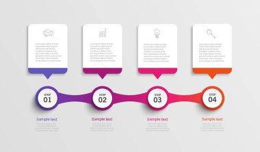 4 seçenek, adım ya da süreç içeren ticari bilgi tasarım şablonu. İş akışı düzeni, diyagram, yıllık rapor, web tasarımı için kullanılabilir