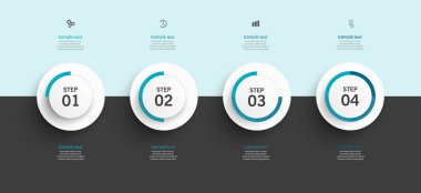 4 seçenek, adım ya da süreç içeren ticari bilgi tasarım şablonu. İş akışı düzeni, diyagram, yıllık rapor, web tasarımı için kullanılabilir