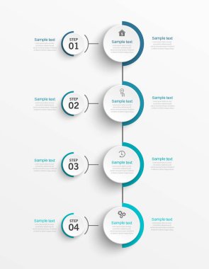 4 seçenek, adım ya da süreç içeren ticari bilgi tasarım şablonu. İş akışı düzeni, diyagram, yıllık rapor, web tasarımı için kullanılabilir