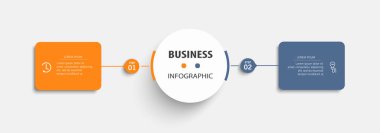 Simgeli vektör bilgi şablonu ve 2 seçenek veya adım