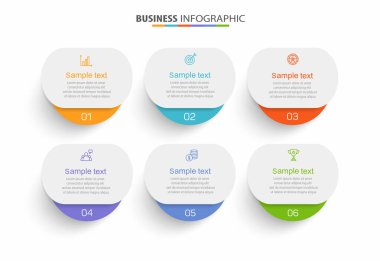 6 seçenek, adım ya da süreç içeren iş bilgileri vektör tasarım şablonu