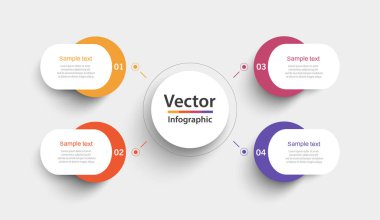 4 seçenek, adım ya da süreç içeren ticari bilgi tasarım şablonu. İş akışı düzeni, diyagram, yıllık rapor, web tasarımı için kullanılabilir