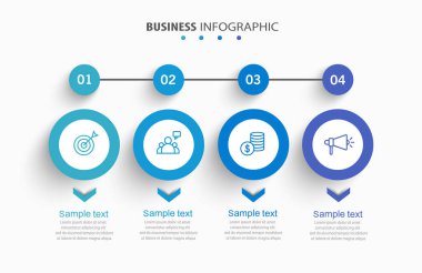 4 seçenek, adım ya da süreç içeren ticari bilgi tasarım şablonu. İş akışı düzeni, diyagram, yıllık rapor, web tasarımı için kullanılabilir