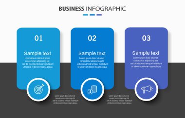 3 seçenek veya adımlı modern iş bilgi şablonu