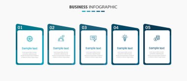 5 seçenek ya da adımlı ticari bilgi şablonu. İş akışı düzeni, diyagram, yıllık rapor, web tasarımı için kullanılabilir