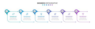 Infographic tasarım iş şablonu, 6 seçenek, adım. İş akışı düzeni, diyagram, yıllık rapor ve web tasarımı için kullanılabilir. Vektör 10