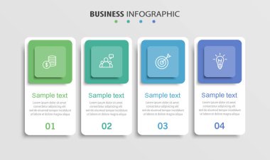 4 seçenek, adım ya da süreç içeren ticari bilgi tasarım şablonu. İş akışı düzeni, diyagram, yıllık rapor, web tasarımı için kullanılabilir