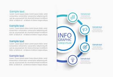 4 seçenek, adım ya da süreç içeren ticari bilgi tasarım şablonu. İş akışı düzeni, diyagram, yıllık rapor, web tasarımı için kullanılabilir