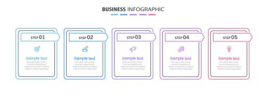 5 seçenek ya da adımlı ticari bilgi şablonu. İş akışı düzeni, diyagram, yıllık rapor, web tasarımı için kullanılabilir