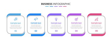 5 seçenek ya da adımlı ticari bilgi şablonu. İş akışı düzeni, diyagram, yıllık rapor, web tasarımı için kullanılabilir