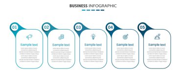 5 seçeneği, adımı, işlem grafiğini içeren ticari bilgi şablonu. İş akışı düzeni, diyagram, yıllık rapor, web tasarımı için kullanılabilir