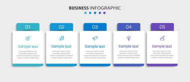 5 seçenek ya da adımlı ticari bilgi şablonu. İş akışı düzeni, diyagram, yıllık rapor, web tasarımı için kullanılabilir