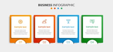 4 seçenek, adım ya da süreç içeren ticari bilgi tasarım şablonu. İş akışı düzeni, diyagram, yıllık rapor, web tasarımı için kullanılabilir