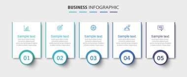 5 seçenek ya da adımlı ticari bilgi şablonu. İş akışı düzeni, diyagram, yıllık rapor, web tasarımı için kullanılabilir