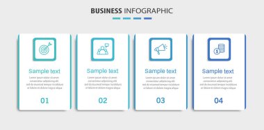 4 seçenek, adım ya da süreç içeren ticari bilgi tasarım şablonu. İş akışı düzeni, diyagram, yıllık rapor, web tasarımı için kullanılabilir