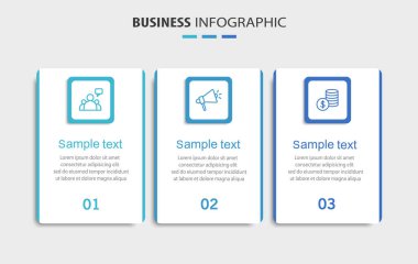 Simgeli ve 3 seçenekli bilgi tasarımı şablonu. İşlem şeması, sunumlar, iş akışı düzeni, afiş, akış şeması, bilgi grafiği için kullanılabilir