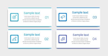4 seçenek, adım ya da süreç içeren ticari bilgi tasarım şablonu. İş akışı düzeni, diyagram, yıllık rapor, web tasarımı için kullanılabilir