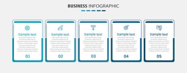 5 seçenek ya da adımlı ticari bilgi şablonu. İş akışı düzeni, diyagram, yıllık rapor, web tasarımı için kullanılabilir