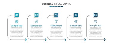 5 seçenek ya da adımlı ticari bilgi şablonu. İş akışı düzeni, diyagram, yıllık rapor, web tasarımı için kullanılabilir