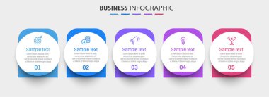 5 seçenek ya da adımlı ticari bilgi şablonu. İş akışı düzeni, diyagram, yıllık rapor, web tasarımı için kullanılabilir