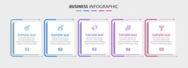 5 seçenek ya da adımlı ticari bilgi şablonu. İş akışı düzeni, diyagram, yıllık rapor, web tasarımı için kullanılabilir