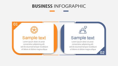 Simgeli vektör bilgi şablonu ve 2 seçenek veya adım. İşlem şeması, sunumlar, iş akışı düzeni, akış şeması, bilgi grafiği için kullanılabilir
