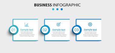 Simgeli ve 3 seçenekli bilgi tasarımı şablonu. İşlem şeması, sunumlar, iş akışı düzeni, afiş, akış şeması, bilgi grafiği için kullanılabilir
