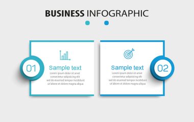 Simgeli vektör bilgi şablonu ve 2 seçenek veya adım. İşlem şeması, sunumlar, iş akışı düzeni, akış şeması, bilgi grafiği için kullanılabilir