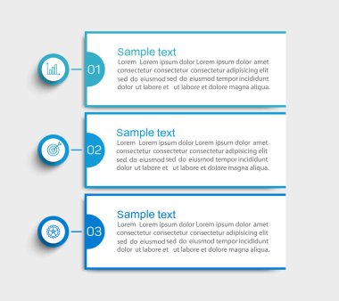 Simgeli ve 3 seçenekli bilgi tasarımı şablonu. İşlem şeması, sunumlar, iş akışı düzeni, afiş, akış şeması, bilgi grafiği için kullanılabilir