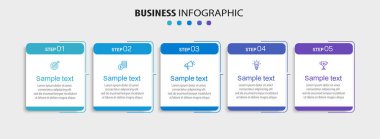5 seçenek ya da adımlı ticari bilgi şablonu. İş akışı düzeni, diyagram, yıllık rapor, web tasarımı için kullanılabilir