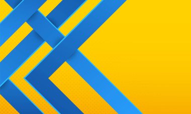 Minimum geometrik çizgiler soyut arkaplan. Parlak tasarım dokusu. Dinamik şekiller kompozisyonu. Sarı ve Mavi. Vektör.